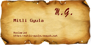 Mitli Gyula névjegykártya